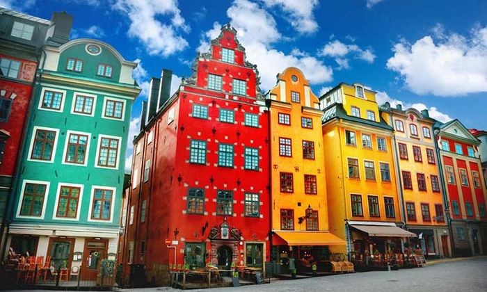 Khu phố cổ Gamla Stan đầy màu sắc.- Cảnh đẹp ở Thụy Điển