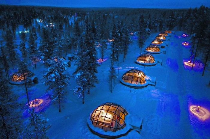Lối kiến trúc độc đáo của khách sạn GLASS IGLOO (lều tuyết mái kính)